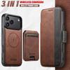 iPhone 17 Pro Max Flip Case with Card Slot, Magnetic WCC Stand, Leather