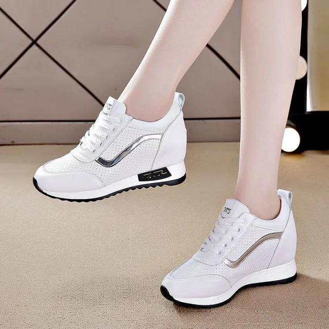 Microfiber Leather Women Casual Shoes 7cm Platform Wedge Women Fashion Sneakers Winter Autumn Air Mesh Women Summer Shoes