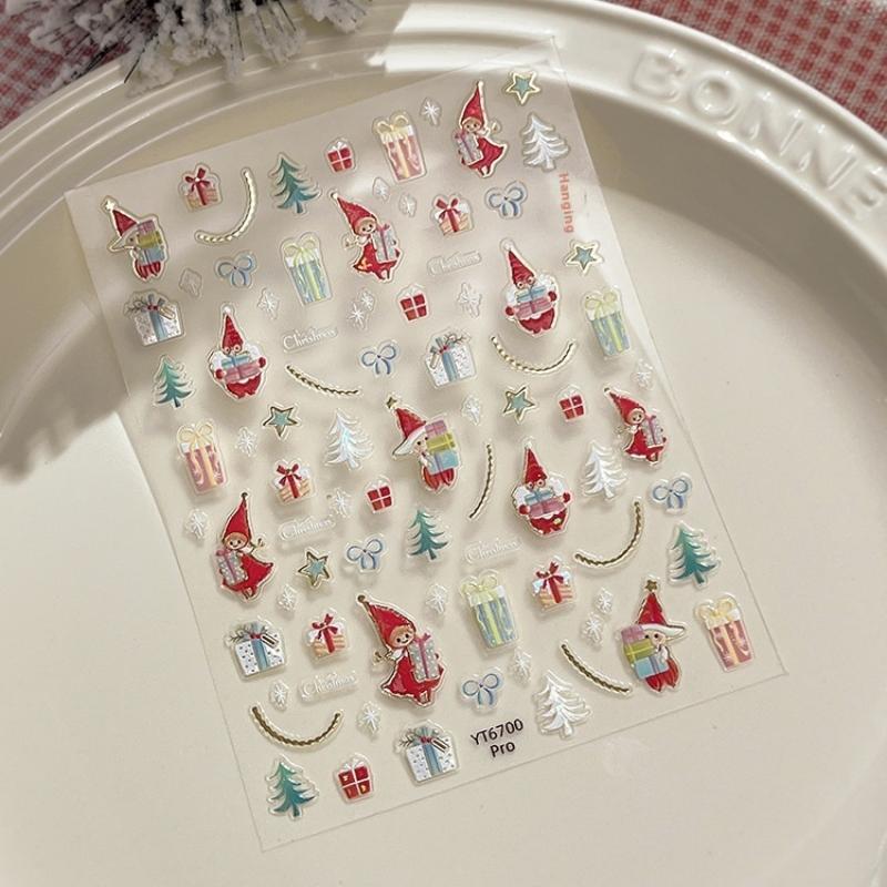 Cute Christmas Snowman Christmas Tree Santa Claus Nail Stickers Kawaii Art Stickers Diy New Year Accessories Manicure Decals