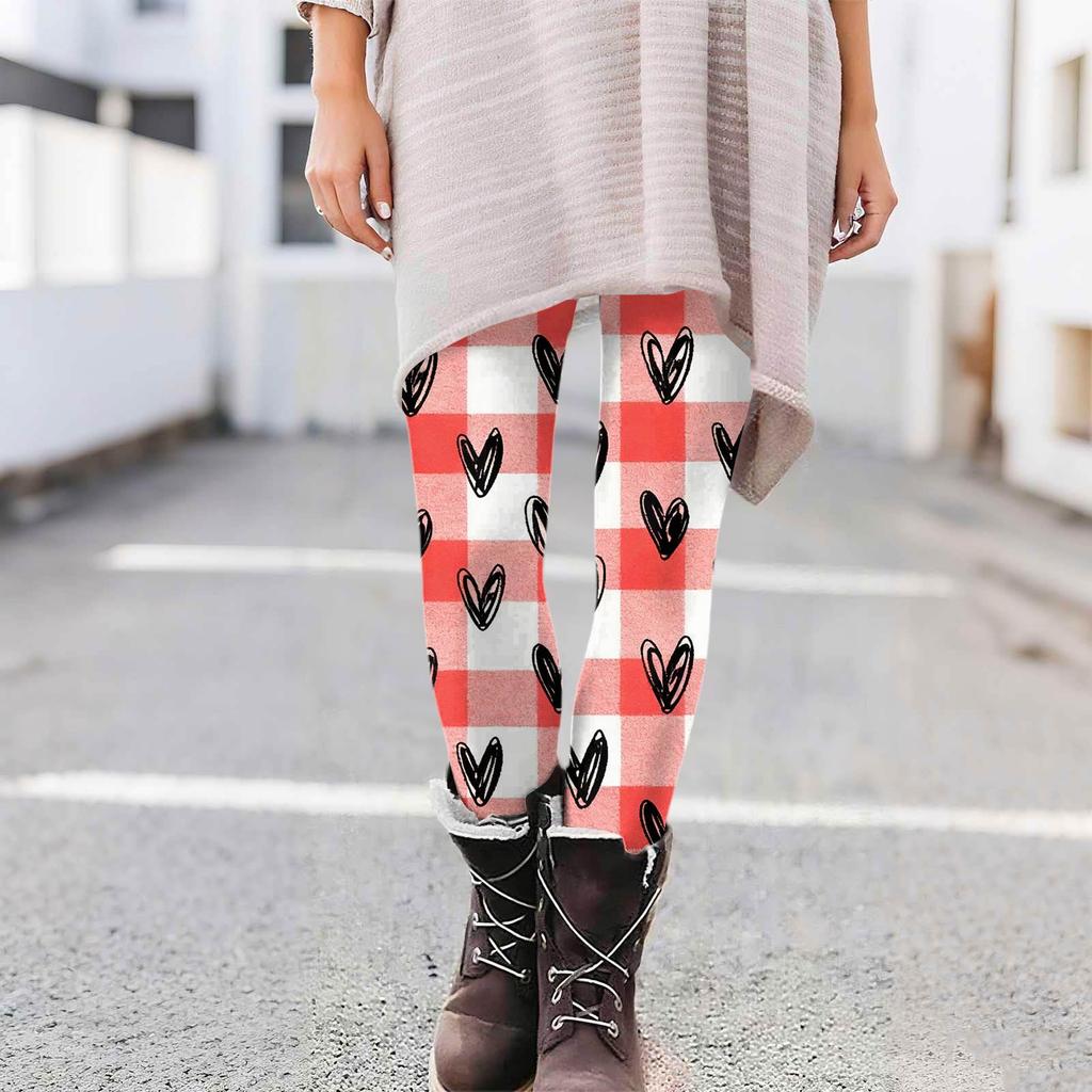 Damen Casual Mode Print Hose High-Waist Straight-Leg Skinny Leggings