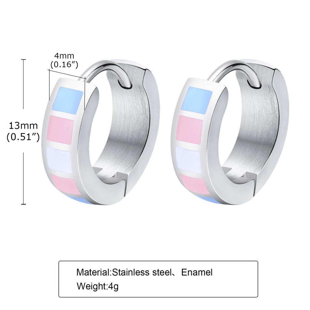 Rainbow Color Hoop Earrings for Men Women,Waterproof Stainless Steel Metal Huggie Earrings,LGBT Jewelry Gift