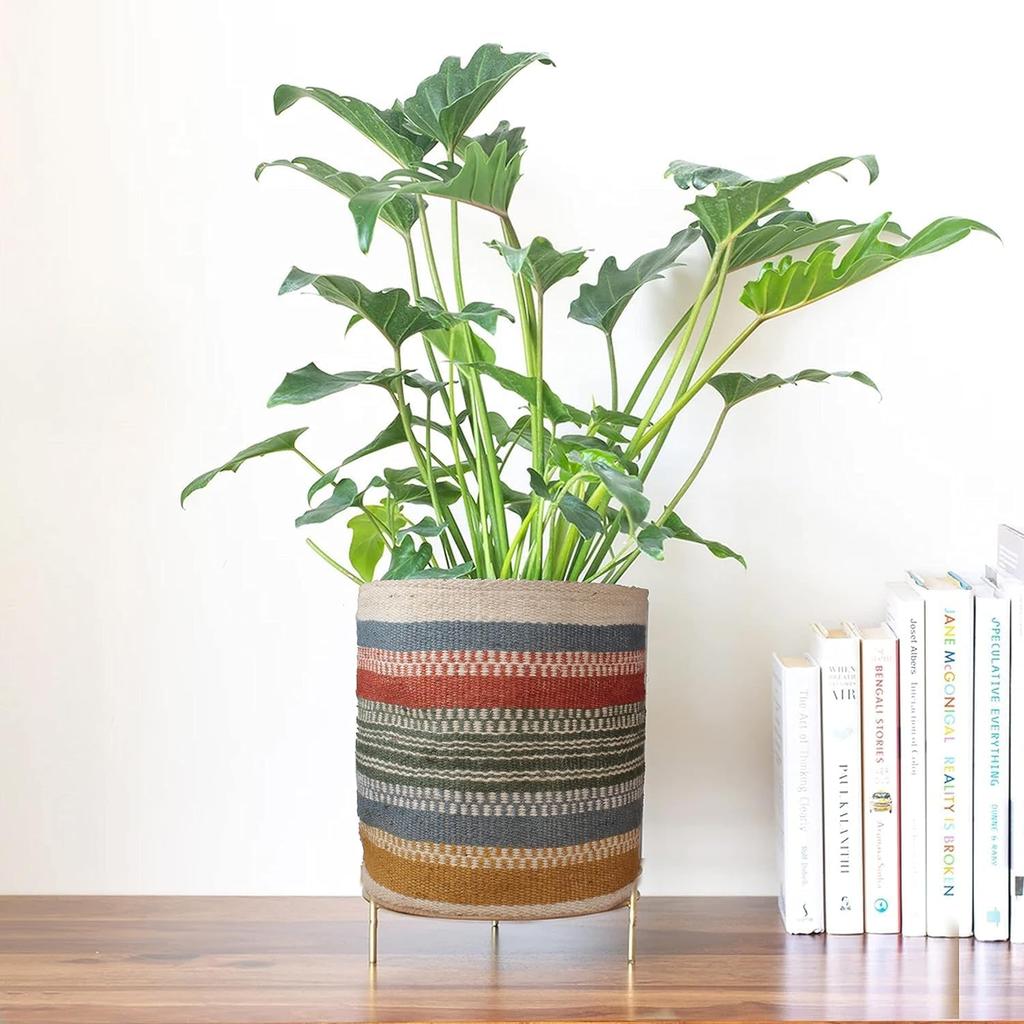 Tvirtas džiuto augalų krepšys Modernus pintas krepšys 10 colių gėlių vazonui Grindų vidaus vazonai, Sandėliavimo organizatorius krepšys Kaimiškas namų dekoras Augalas