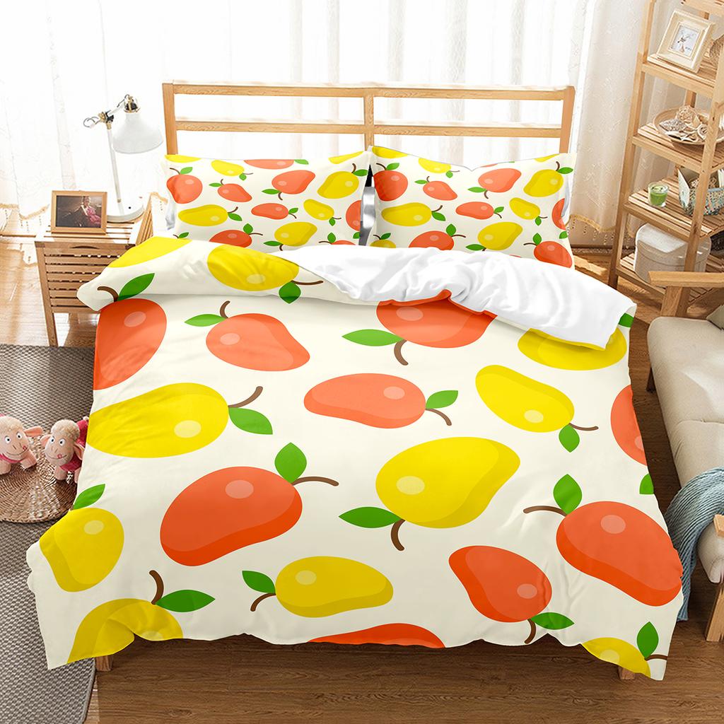 Mango Soft Duvet Cover Set Fresh Fruit Patern Warm Comforter Cover for Children Kids Tens Adult Peoples Beding Set King Quen Twin Sized Dimensions