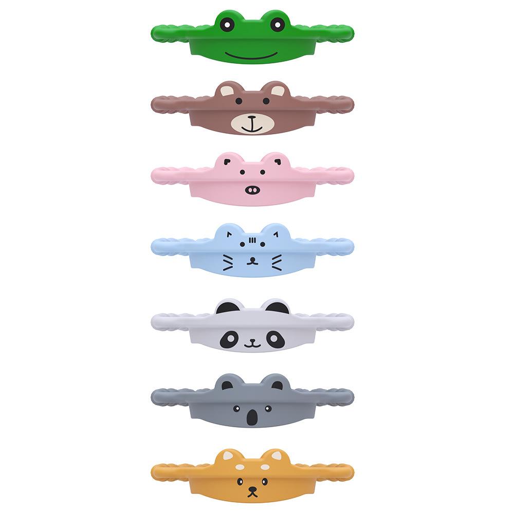 Universal Silicone Cup Sleeve with Cute Cartoon Strap - Adorable & Secure Handle for 7cm Mugs