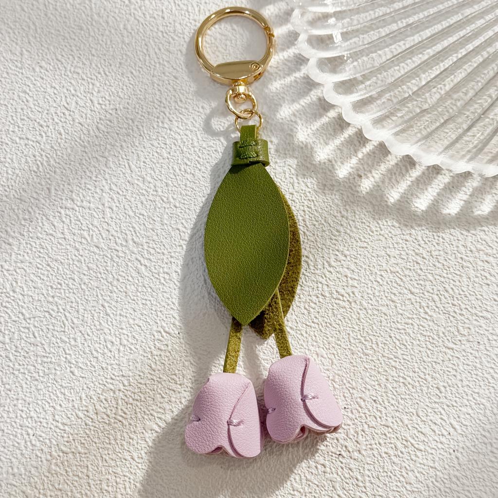 1pc Women's Key Ring, Keychain Sweet Creative Cute Colorful Flower Tulip Pendant, for Daily Wear Bags and Clothing Pendant Decor