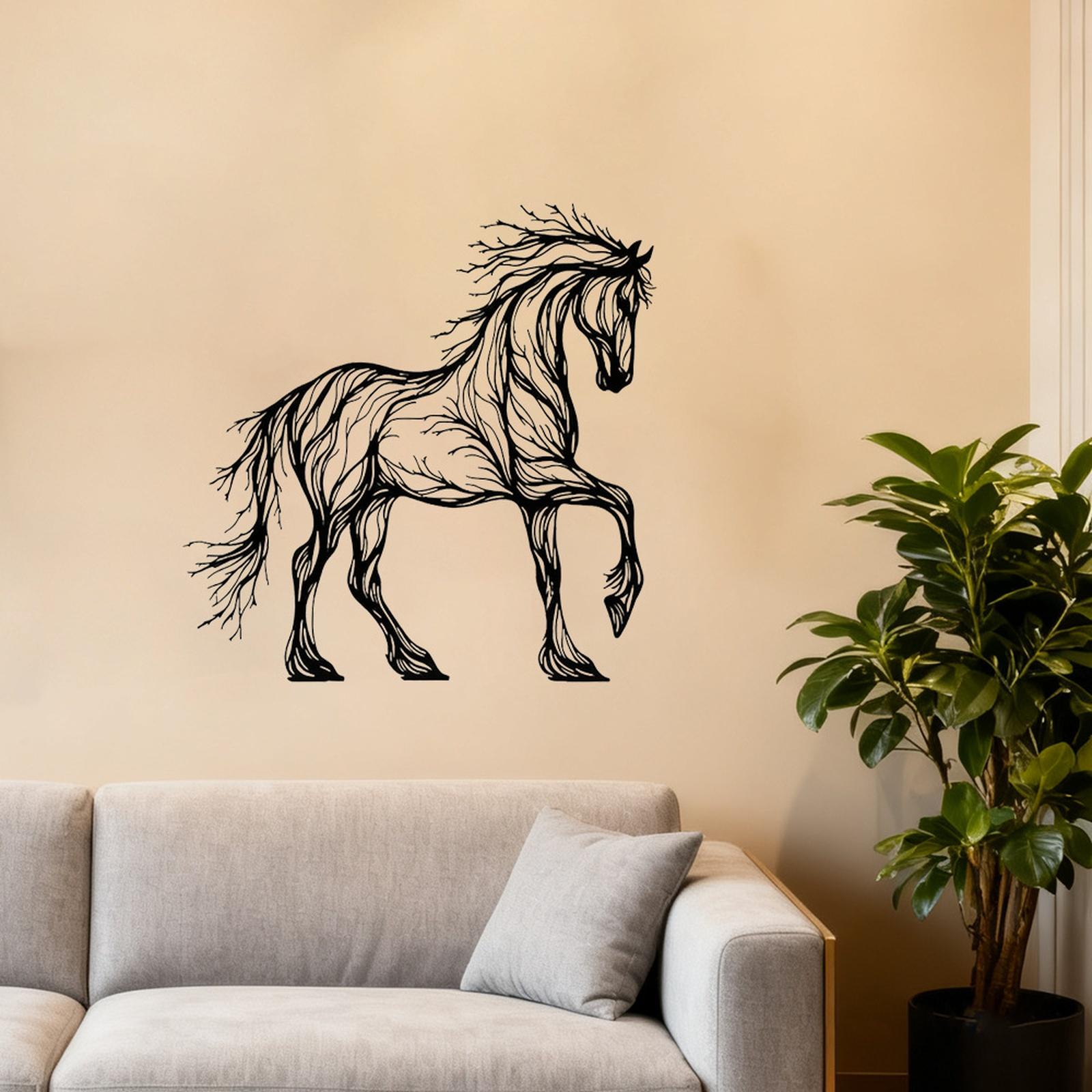 

Decorative Metal Wall Art Horse Sculpture Abstract Tree Branch Design Modern Minimalist Iron Artwork for Living Room Office Wall Hanging one size чёрный