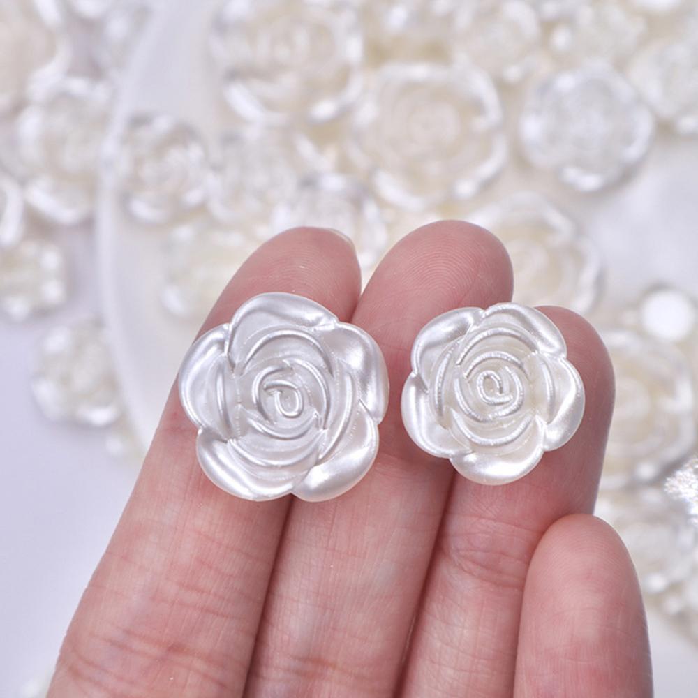 50pcs Imitation Pearl White Rose Camellia Handmade DIY Accessories