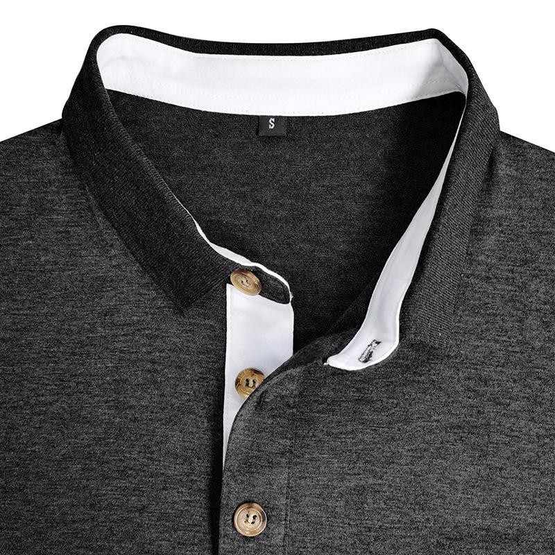 Autumn and Winter Solid Color Fashion Long Sleeve Lapel T-shirt Men's Polo Shirt Base Shirt Top