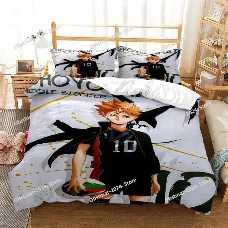 3d Print Volleyball Anime Haikyu Bedding Set Printed With Pillowcase Bed Duvet Cover Soft Single Double Queen Super King Size