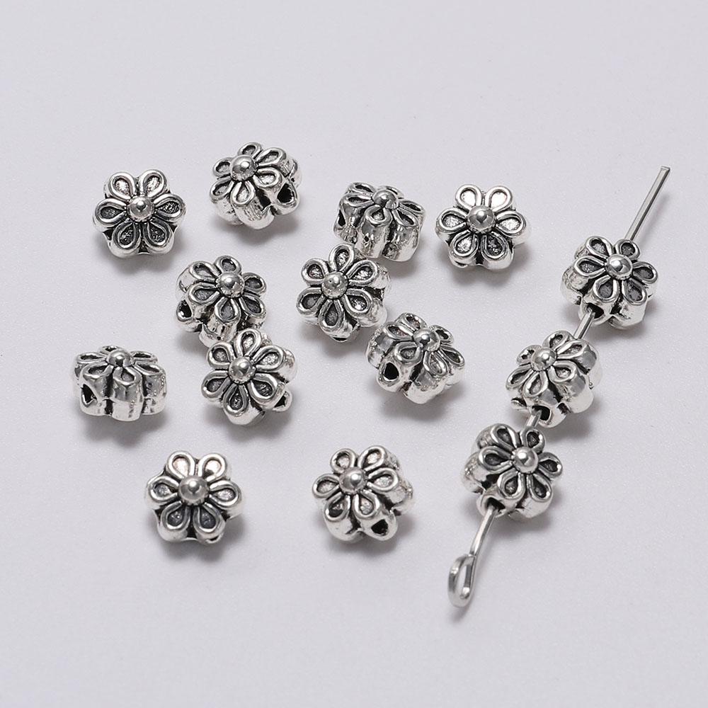 50pcs/lot 6mm Tibetan Antique Seed Spacer Flower Bead Loose Beads For DIY Jewelry Making Bracelet Necklace Earrings