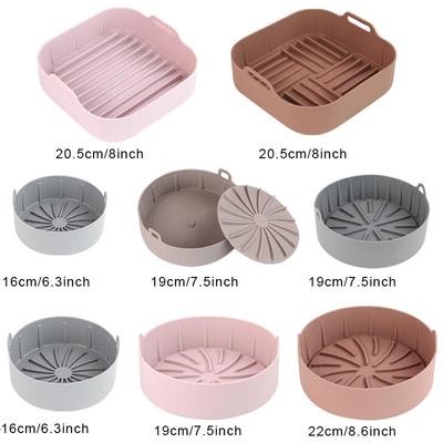 AirFryer Silicone Pot Air Fryers Forno Assadeira Pizza Frita Frango Cesta Tapete Quadrado Redondo Substituição Grelha Pan Acessórios