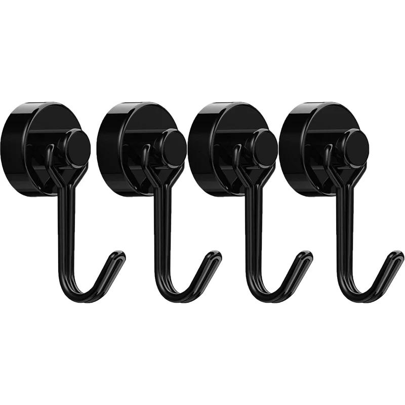 4Pcs/2Pcs/1Pc Magnetic Hooks Powerful Heavy Duty Magnet Hanger Wall Hanging Magnet Hooks Magnetic Base Home Storage Organization