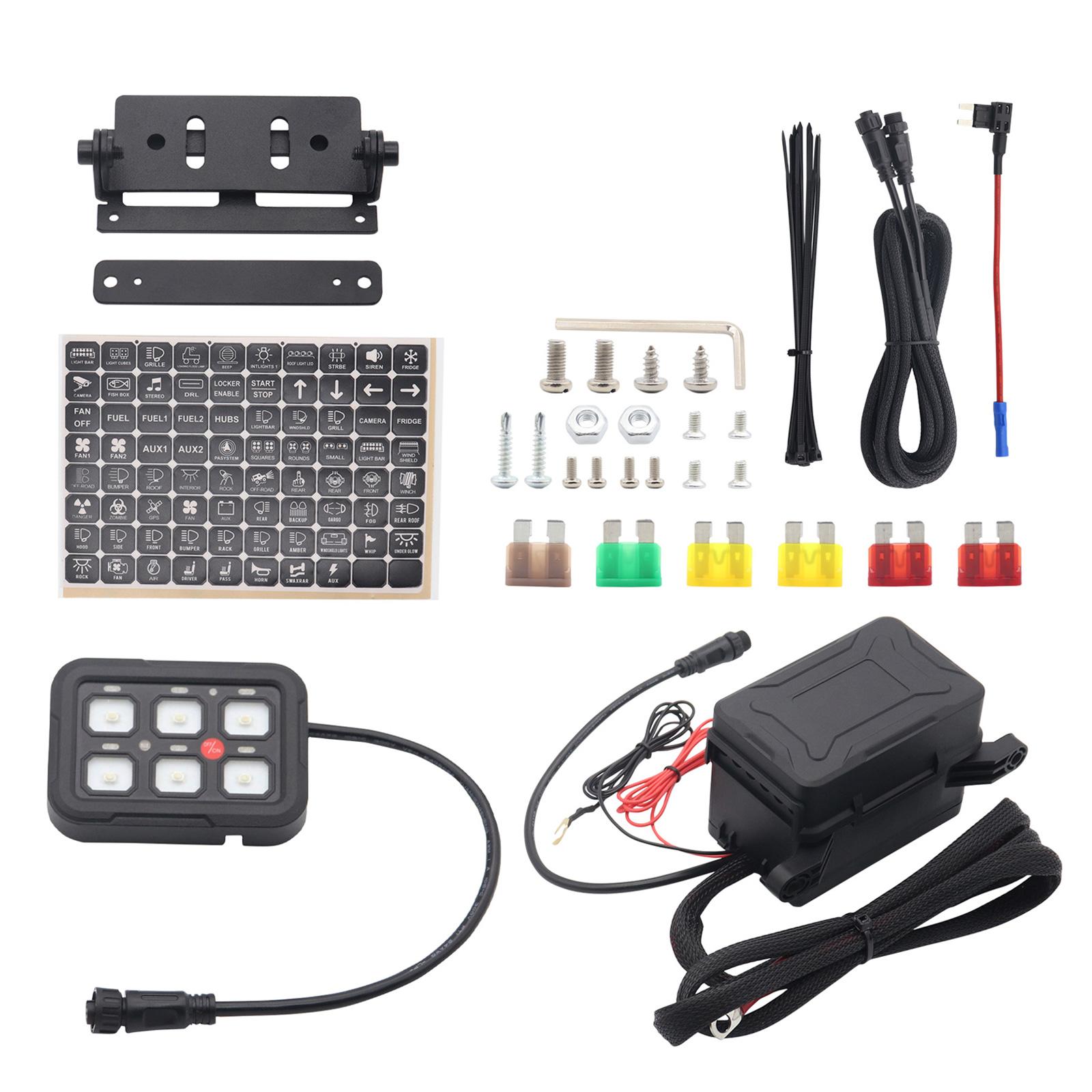 

Панель переключателей на 6 групп для автомобильных лодок, универсальный блок системных реле управления цепями со светодиодным переключателем с регулируемой яркостью