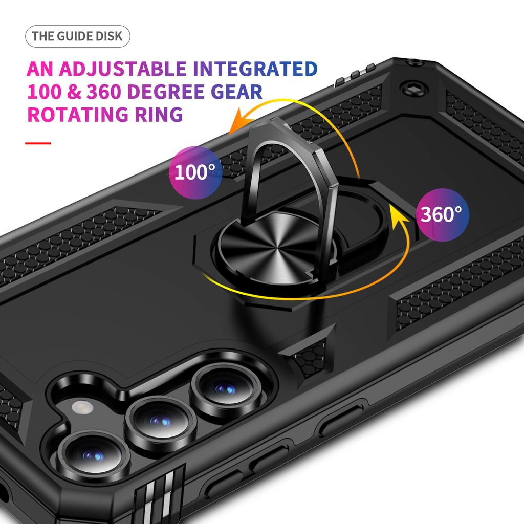 For Samsung Galaxy S24 FE Case PC+TPU Phone Cover with Rotary Ring Kickstand