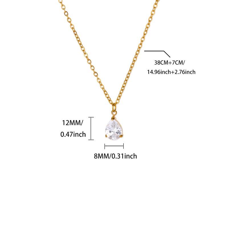 Jewelry Pear Shaped Water Drop Zircon Moon Birthstone Birthstone Necklace Plated 1 Gold Clavicle Chain Stainless Steel