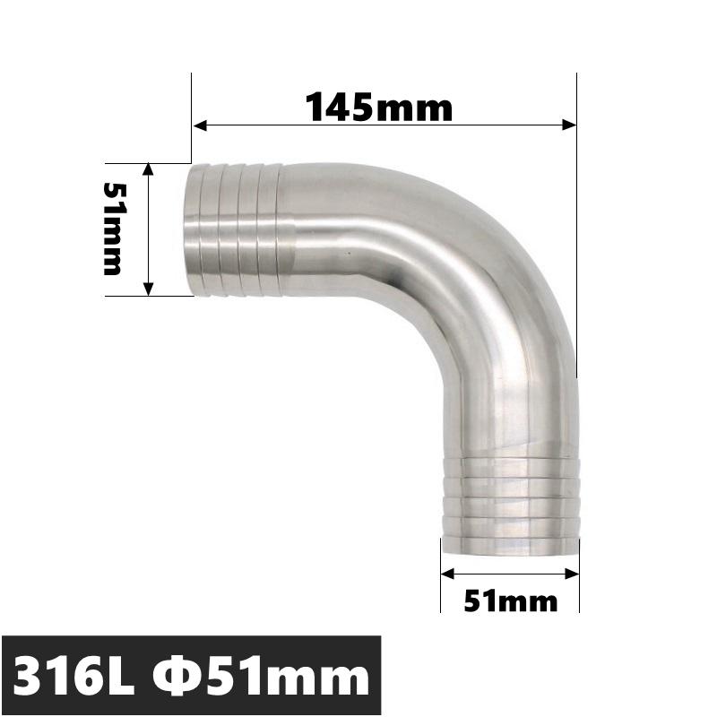 High Qulity 12.7 14 16 19 25 32 38 45 51 57 63 76 89 102mm Hose Barb Tail Elbow 304 316 Stainless Sanitary Pipe Fitting Homebrew