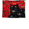 Multi-Eyed Black Cat Hanging Cloth - Halloween Horror Decor, Available in Multiple Sizes