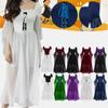 Halloween Women Adult Lacing Dress Medieval Witch Cosplay Costume Party Elegant