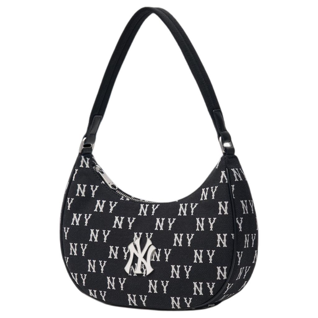 MLB New York Yankees Vintage Floral Casual Commuter Polyester Underarm Shoulder Tote Handbag Clutch Student Bag Unisex Bags Black 3ABQS014N-50BKS
