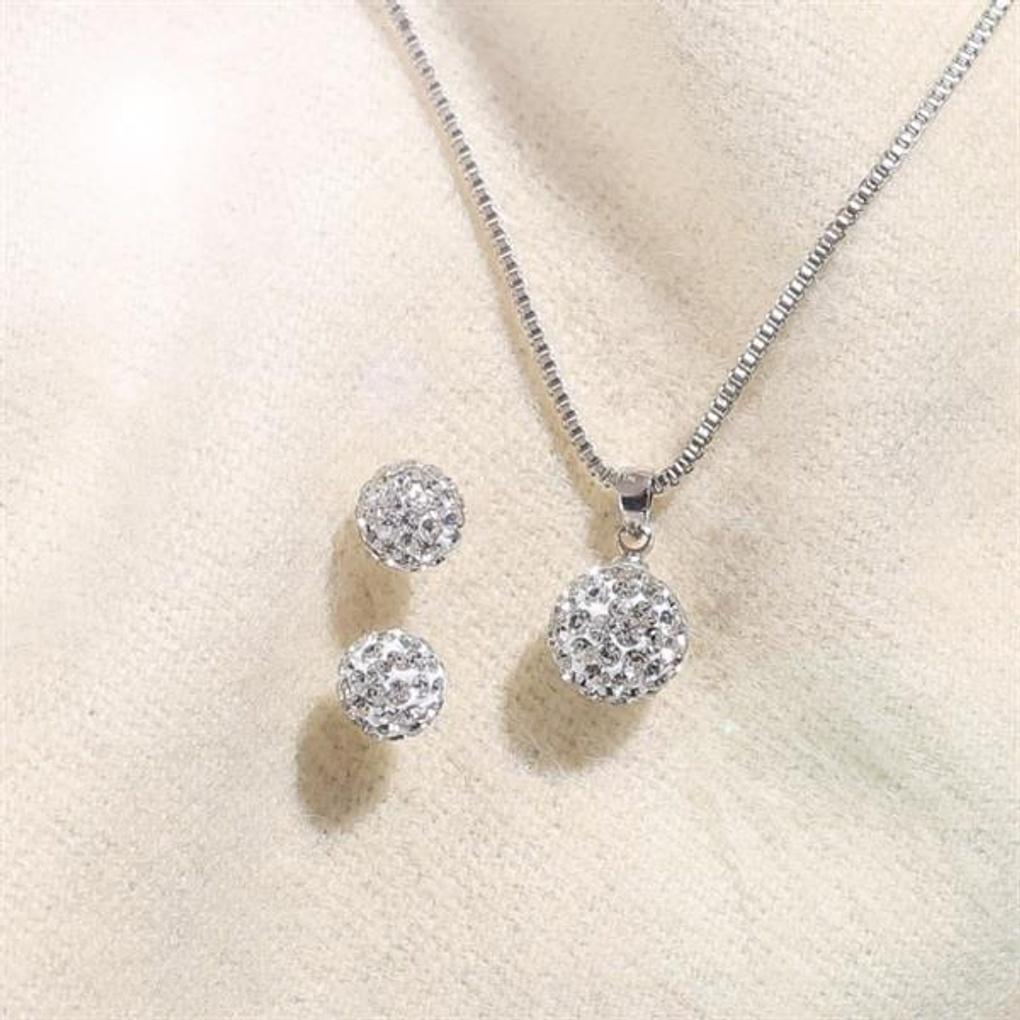 Shine Ball Necklace and Earrings Set Jewelry Gift Set