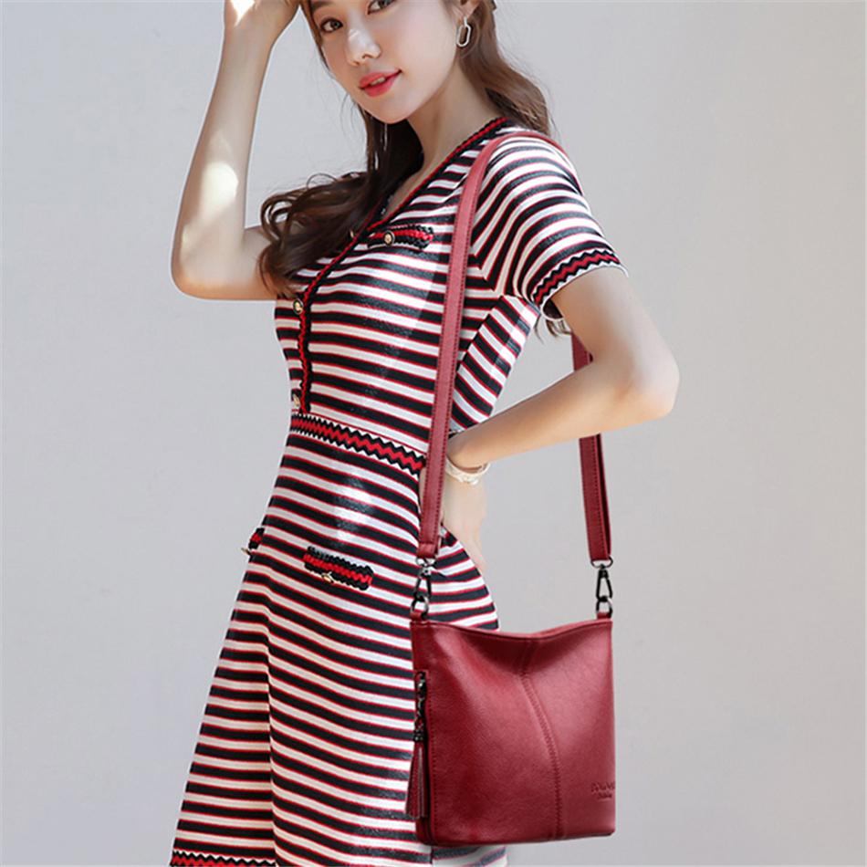 New Women's One Shoulder Messenger Bag Soft Leather Small Square Bag