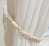 Boho Macrame Cotton Curtain Tieback, No Drill Linen Curtain Strap, INS Beige Curtain Holder for Bedroom/Living Room