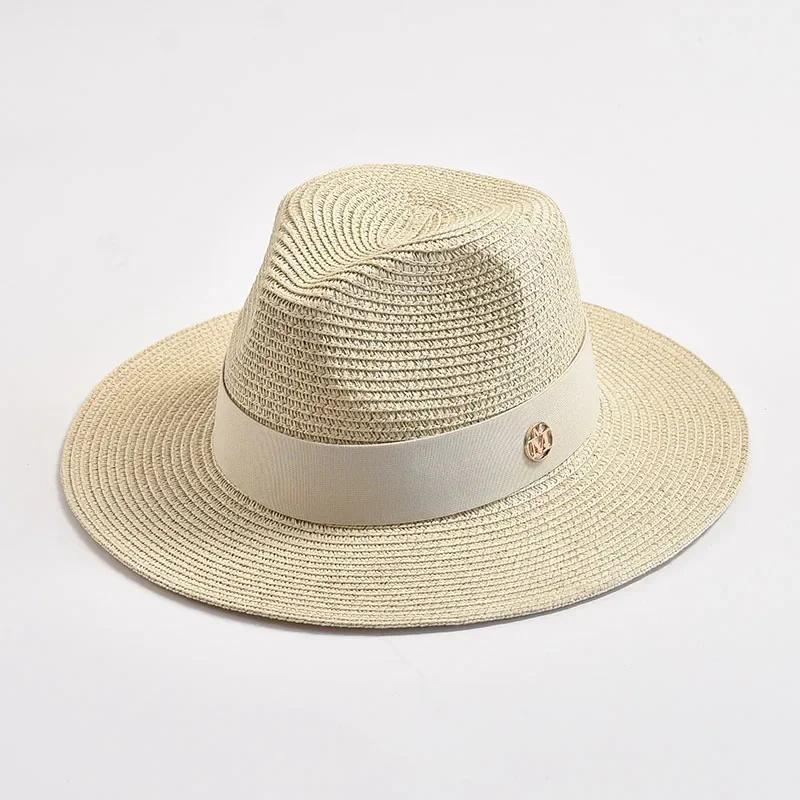 Summer Wide Brim Uv Protection Straw Hat Foldable Beach Sun Hat For Women Men Elegant Ribbon Design Fashion Travel Luxury