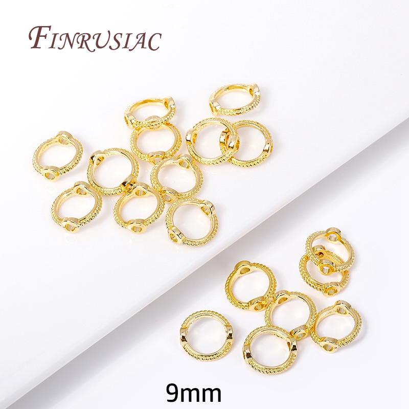 

9/11/13MM 18K Gold Plated Brass Connect Beads Frame Ring Through Hole Bead Circle For DIY Beading Jewelry Making Supplies 20 Pieces