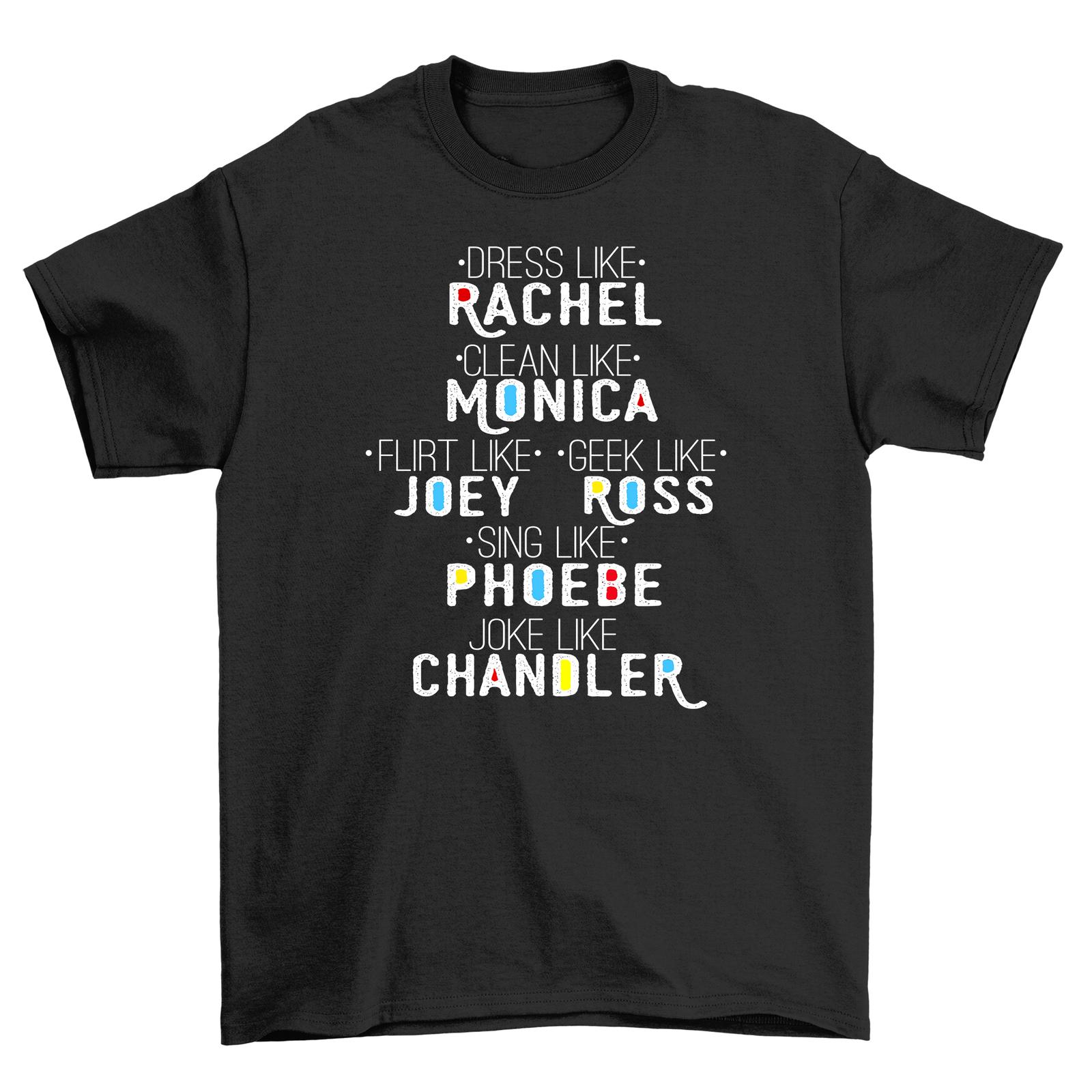 

Friends White Print T-Shirt Mens Womens Tees Top - Hilarious Repeated Design of Rachel and Monica for S