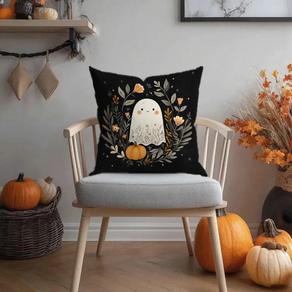Cute Ghost Patterned Pillowcasessuitable For Sofa Car Bedroom Decorative Cushion Cover Pillow Cover