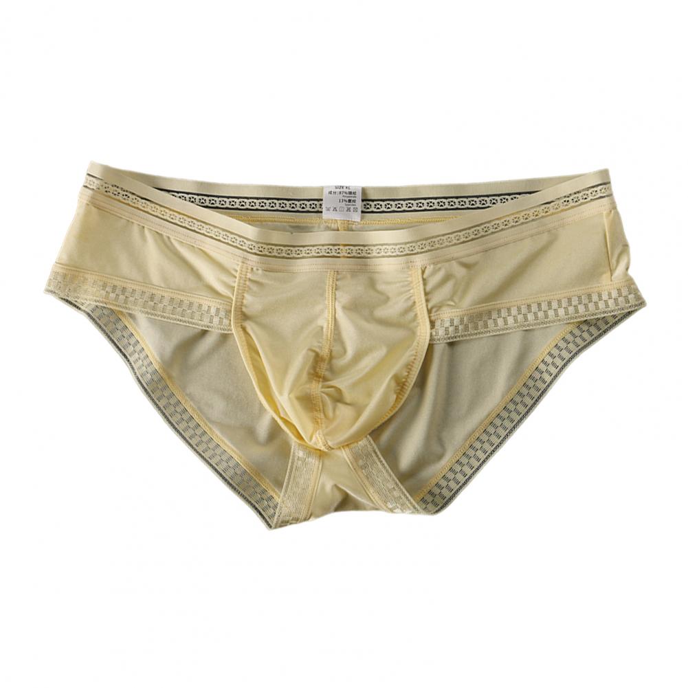 Majtki z niskim stanem Wygodne męskie majtki z lodowego jedwabiu z wypukłym U krojem dla dużej przestrzeni Ultracienkie z niskim stanem Gładkie na co dzień