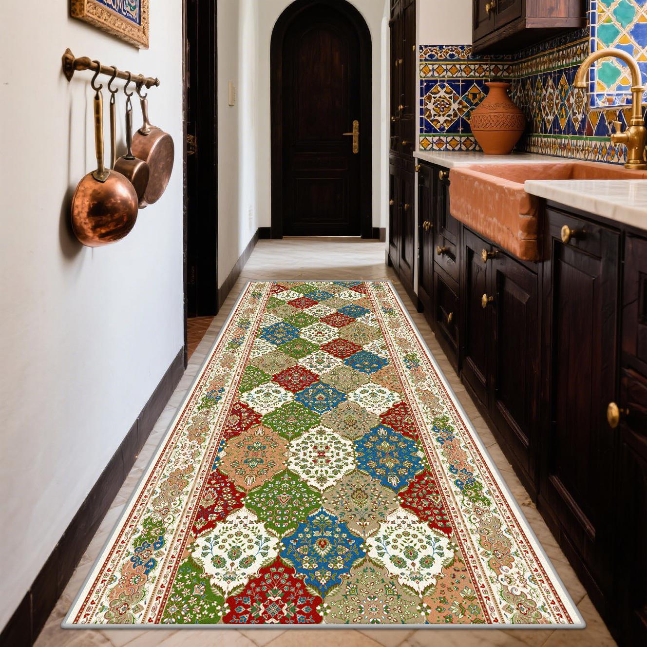 

Boho Retro Long Runner Carpets Home Decoration Kitchen Entryway Non-slip Rug Bedroom Living Room Corridor Floor Mat Easy Clean 60x200cm