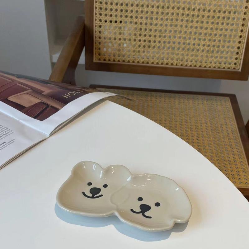 

Милая тарелка для соуса в форме животного, новая однотонная керамика, бытовые тарелки для закусок, кухонная посуда