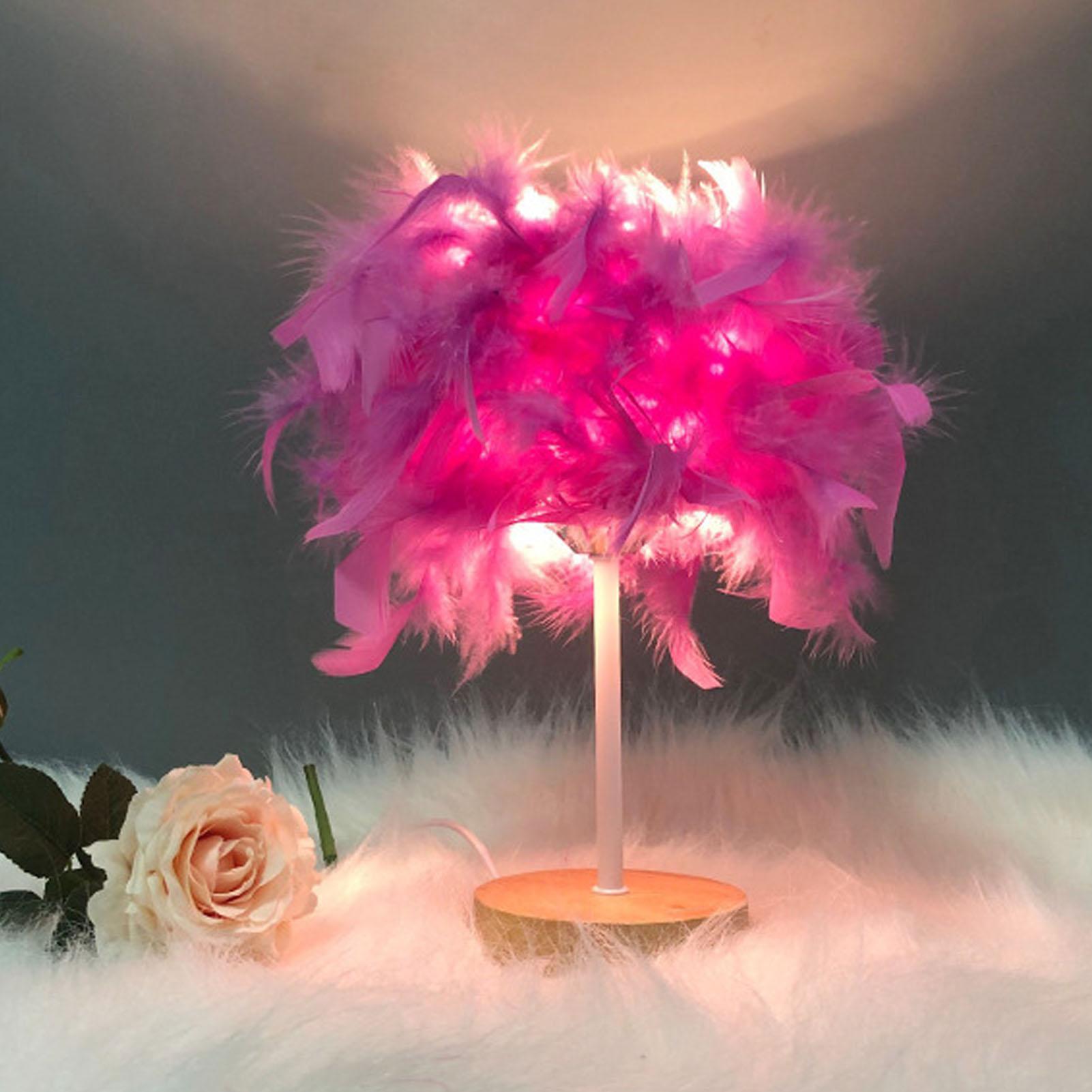

Feather Table Lamp Light Luxury Bedside Lamp Night Light for Bedroom Living Room Party Wedding Decoration Pink