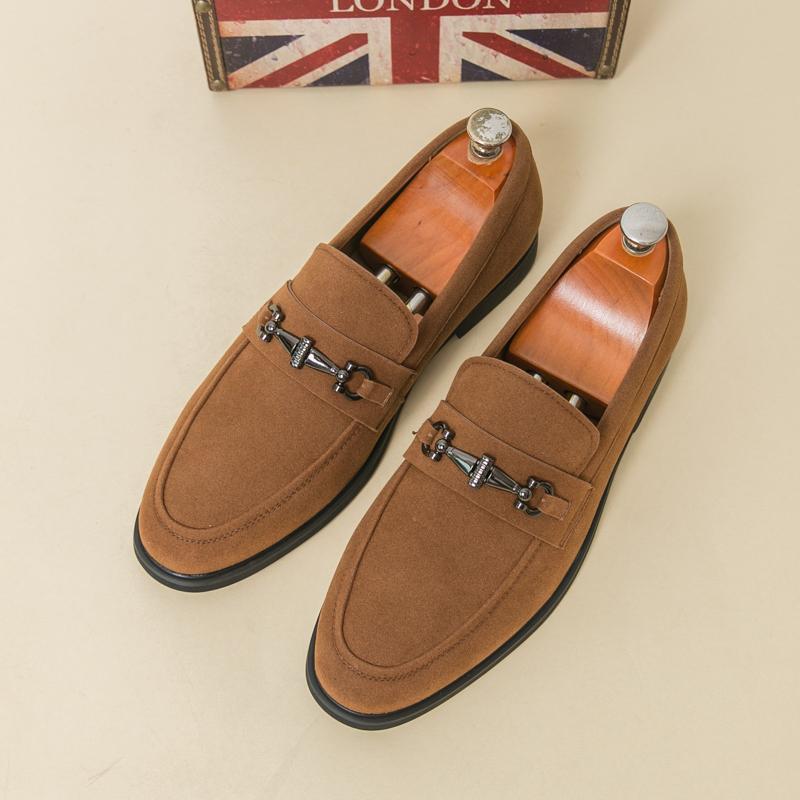 Spring High Quality Suede Loafers Nubuck Leather Business Formal Men Leather Shoes Shallow Mouth Brand Moccasin Wedding Shoes