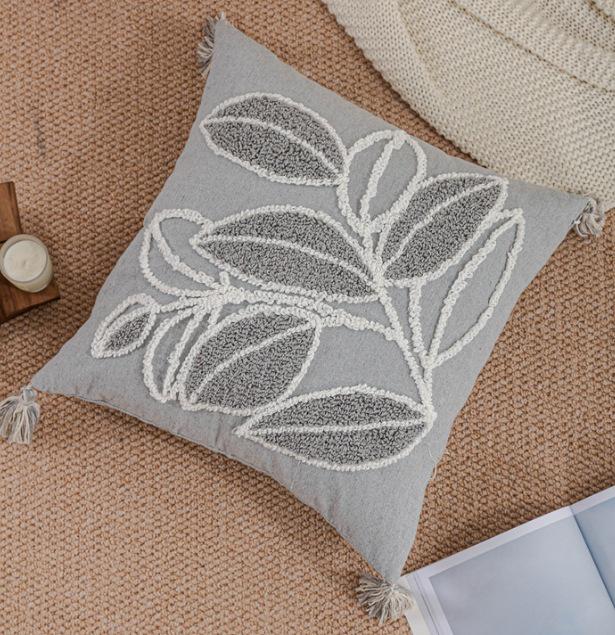 Североевропейская богемная наволочка с кисточками и узором в виде листьев 45x45cm Pillow Cover Only