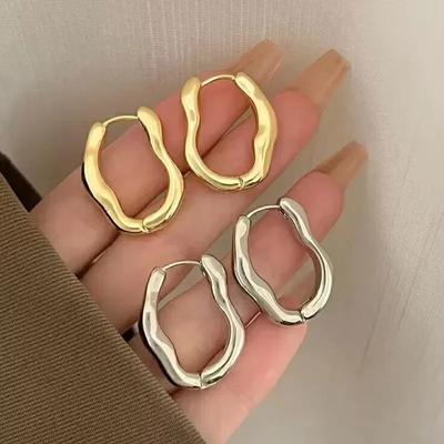 Trend Metal Geometry Hoop Earring Fashion New Design Irregular Minimalist Gold Color Earrings for Women Fashion Jewelry Gift