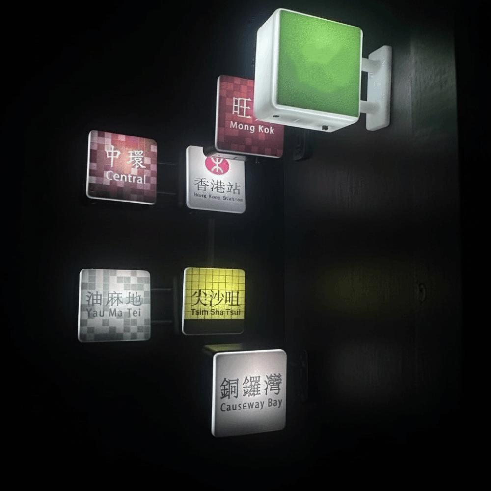 Hong Kong Subway Station Sign Fridge Magnet Bottom Magnetic Home Decorations Subway Station Sign Lightboard Glowing Light Sign