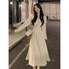 White V-neck Inner Dress, Children's Early Autumn Clothes, New Temperament Long Dress