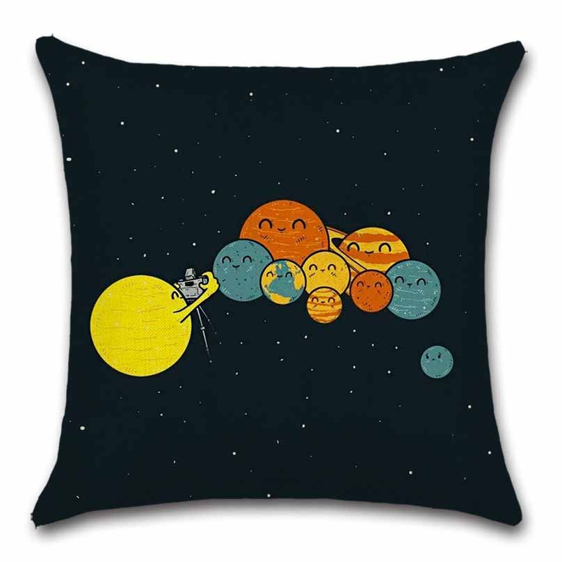 Eight Planets of the Solar System Kids Gift Printed Cushion Cover Chair Seat Sofa Decoration Home Decor Pillowcase