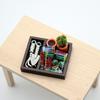 Mini Gardening Shovel Set Resin Potted Plant Model with Wooden Box Miniature Shovel