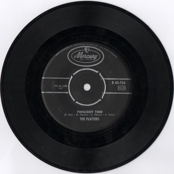 7inch Record PLATTERS  Twilight Time  Out Of My Mind B45766 Mercury 1958 Sweden Rock Used