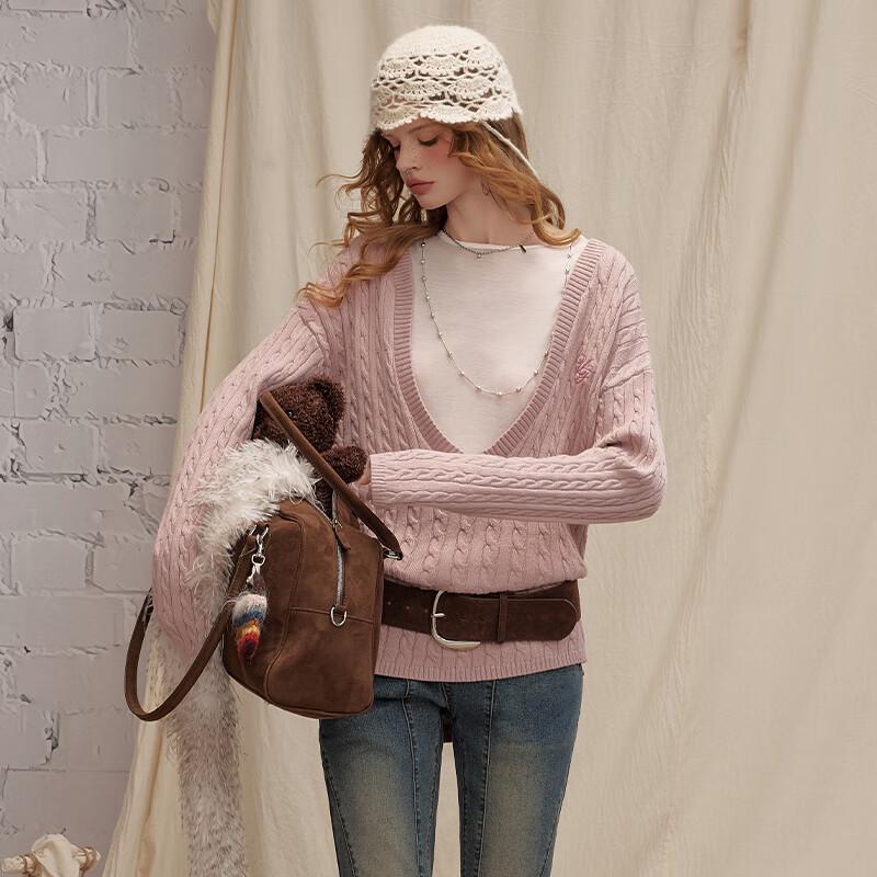 UNIFREE V-Neck Long Sleeve Knit Top