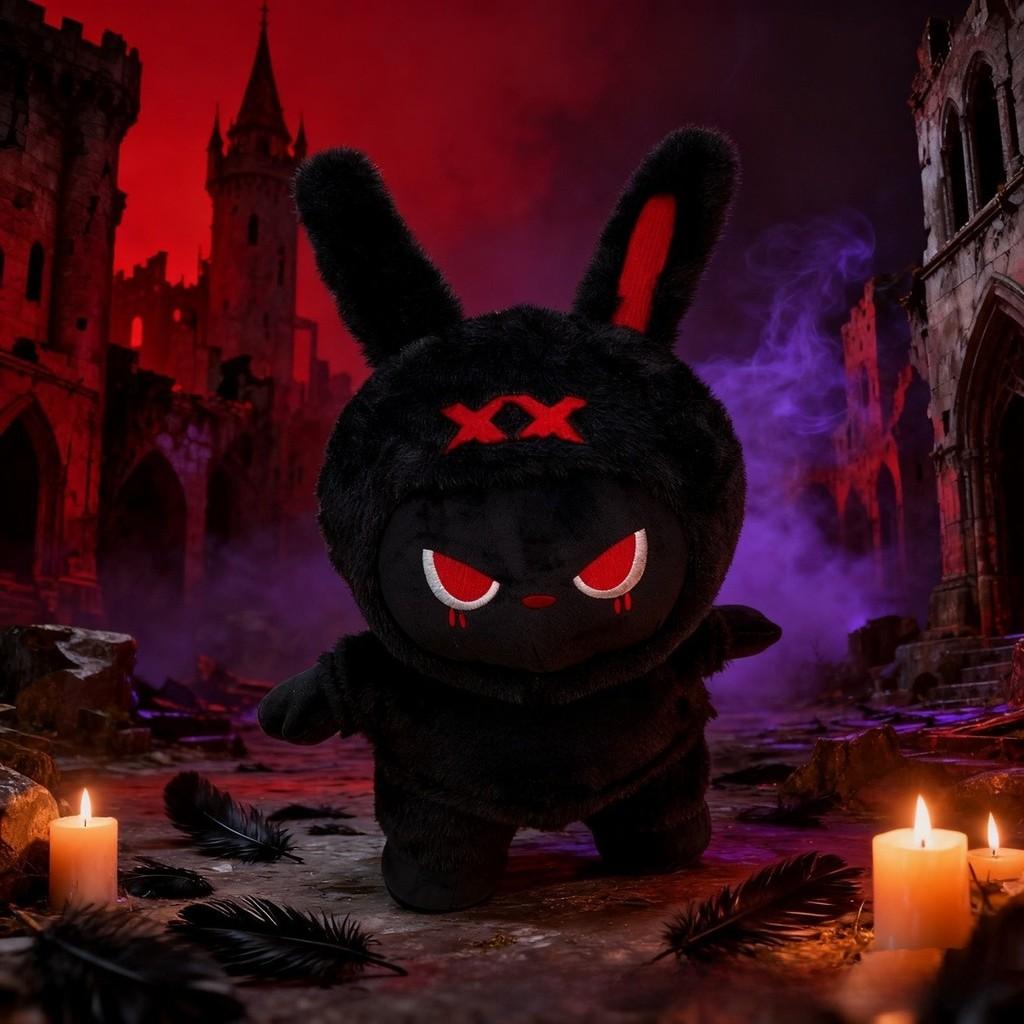 Plush Bunny Toy Halloween Easter Dark Style Soft Cushion For Kids And Adults