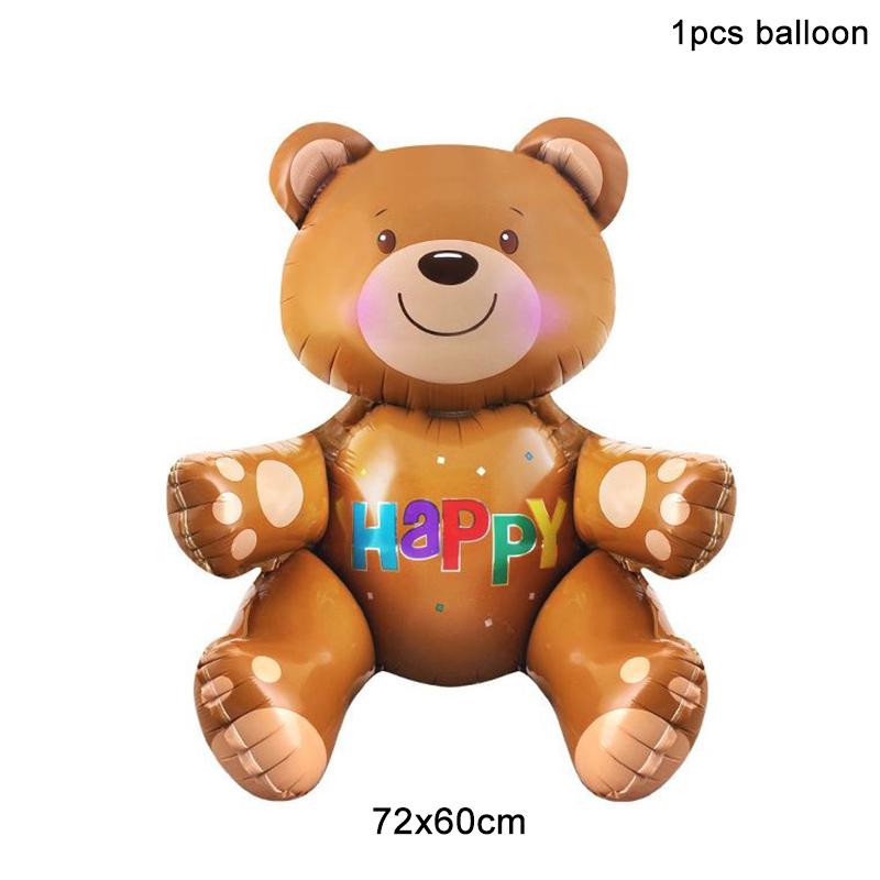 Dětský plyšový medvídek Balónky na narozeninovou oslavu Papírový prapor Garland Zavírače dortů Baby Shower Boy 1st Happy Birthday Dekorační potřeby