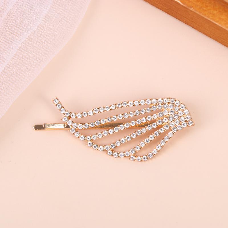 1/2Pcs Fashionable Shiny Angel Wings Hairpins Rhinestone Metal Hair Clips Women'S Hair Ornaments