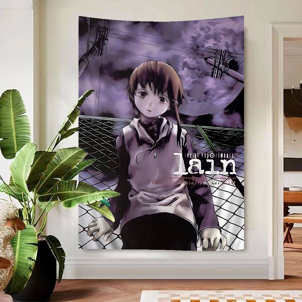 Serial Experiments Lain Cartoon Anime Tapestry Hippie Flower Wall Carpets Dorm Decor Cheap Hippie Wall Hanging