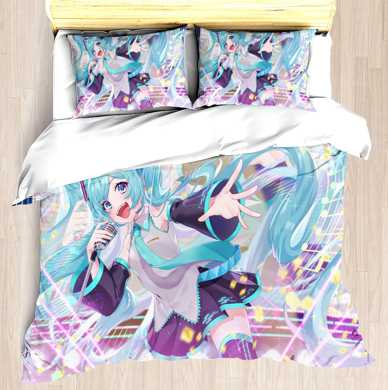 

Набір постільної білизни з ковдрою Hatsune Miku 3D Дитячий набір постільної білизни 3 предмети 1 наволочка на ковдру Розмір King 173X233CM
