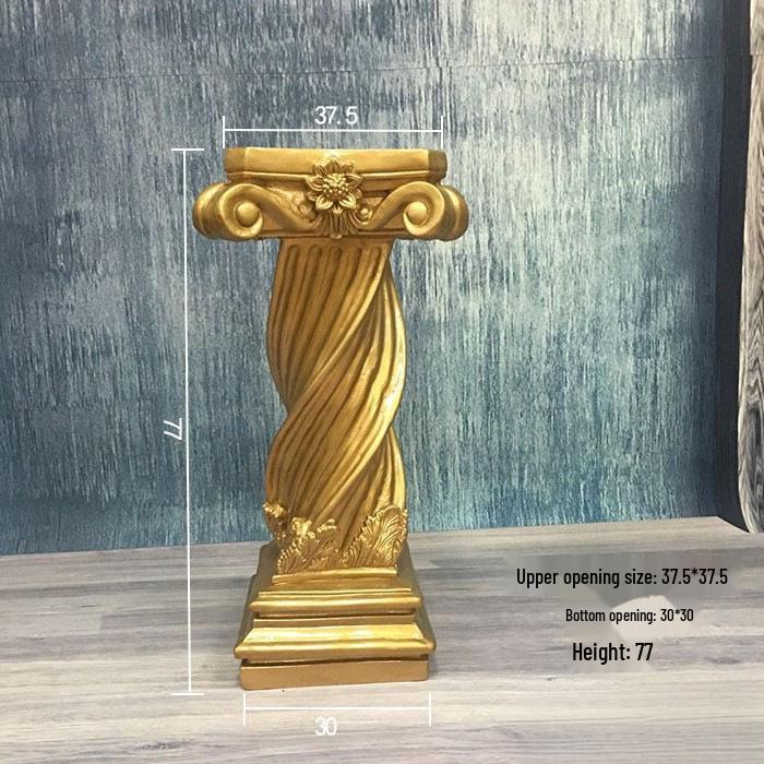 Wedding Gold Roman Column Flower Stand – European Stripe Trophy Fiberglass Décor
