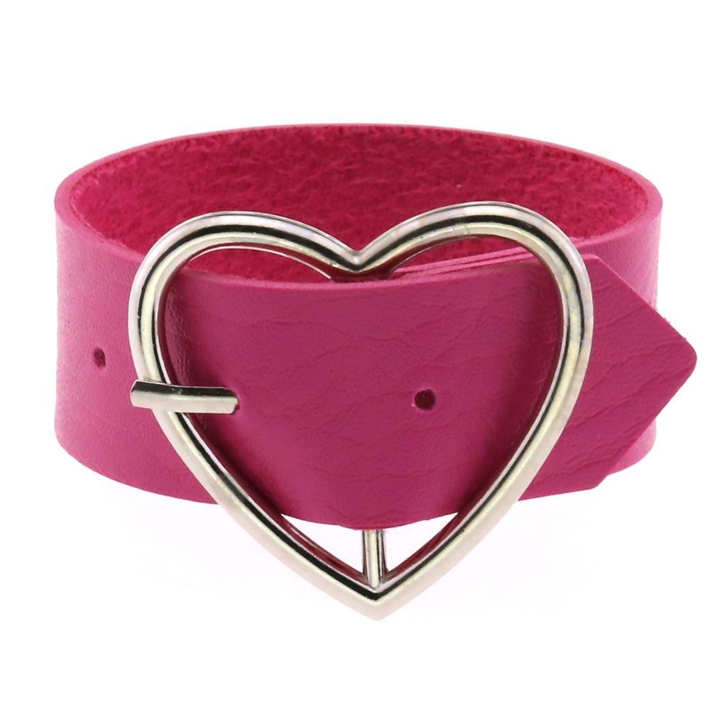 Black Leather Heart Bracelet for Women Goth Cuff Bracelet Gothic Rivet Buckle Wristband Vintage Rock Accessories